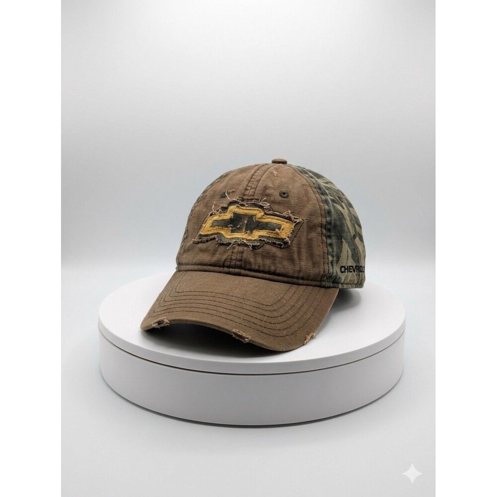 Chevrolet Camo Hat Bioworld Bowtie Logo Distressed Strapback Cap Adjustable